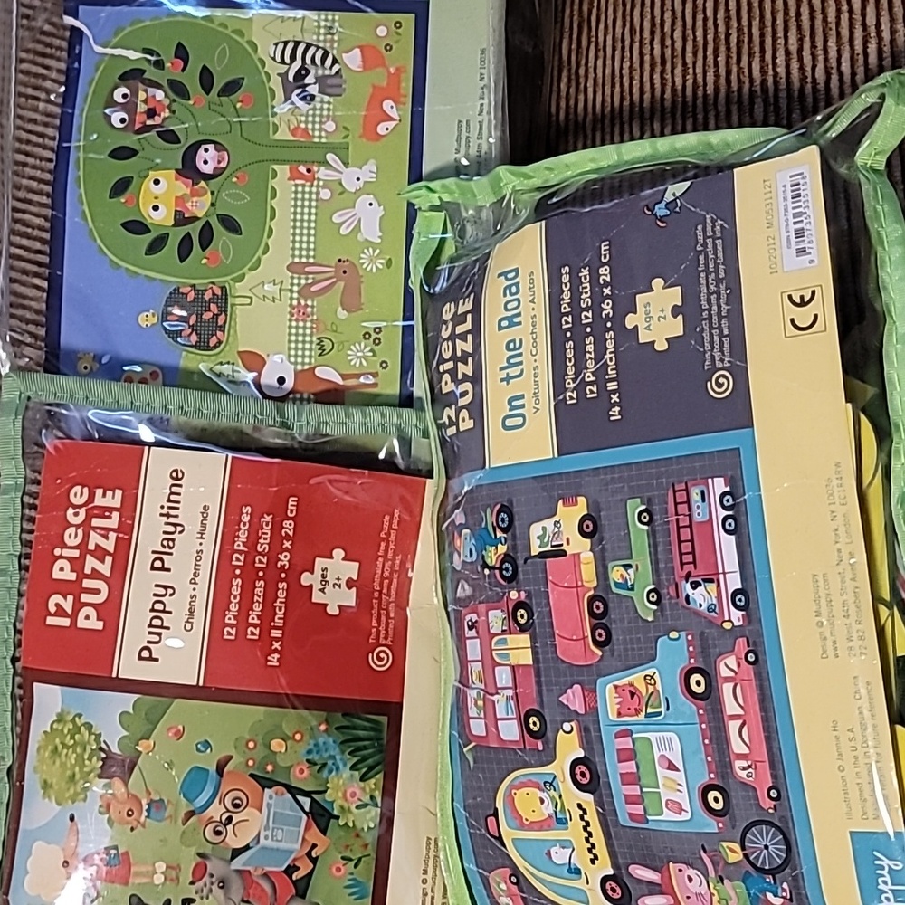 3 mudpuppy 12 piece puzzles sold as a bundle